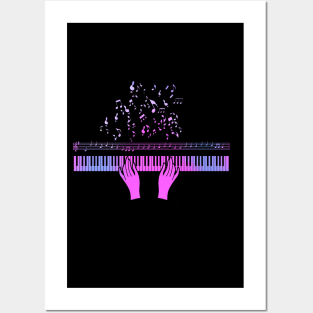 Musician Pianist Music Notes Piano Girl Instrumental Musical Musician Posters and Art